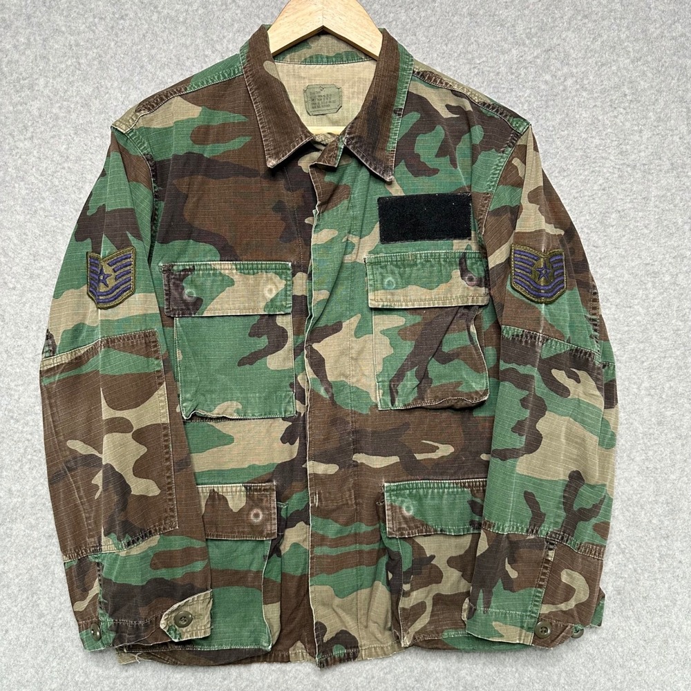 VTG US Military Woodland Camo BDU Field Jacket Ripstop Small Short USAF Faded